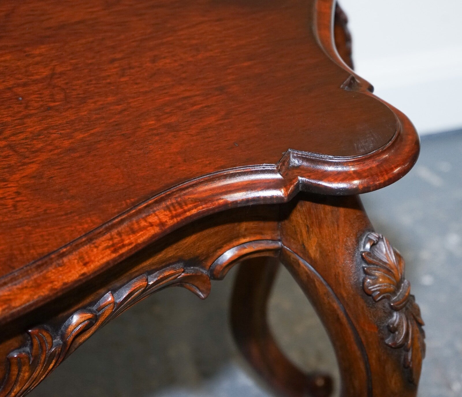 LATE 19TH CENTURY CARVED FRENCH HALL STAND CONSOLE TABLE WITH CABRIOLE LEGS