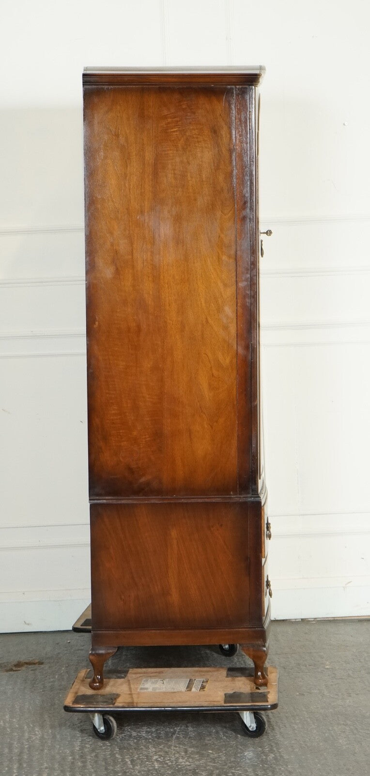 ViNTAGE ART DECO WARDROBE MADE BY MAPLE & CO TWO LARGE DRAWERS QUEEN ANNE LEGS