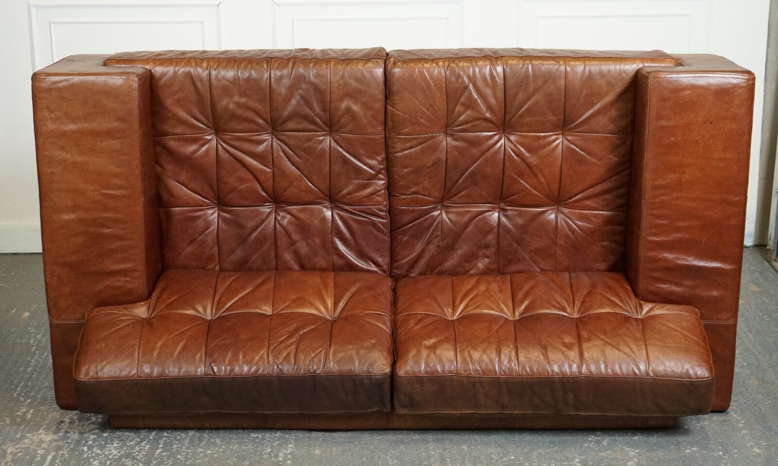 RETRO HALO TiMOTHY OULTON BROWN LEATHER SOFA
