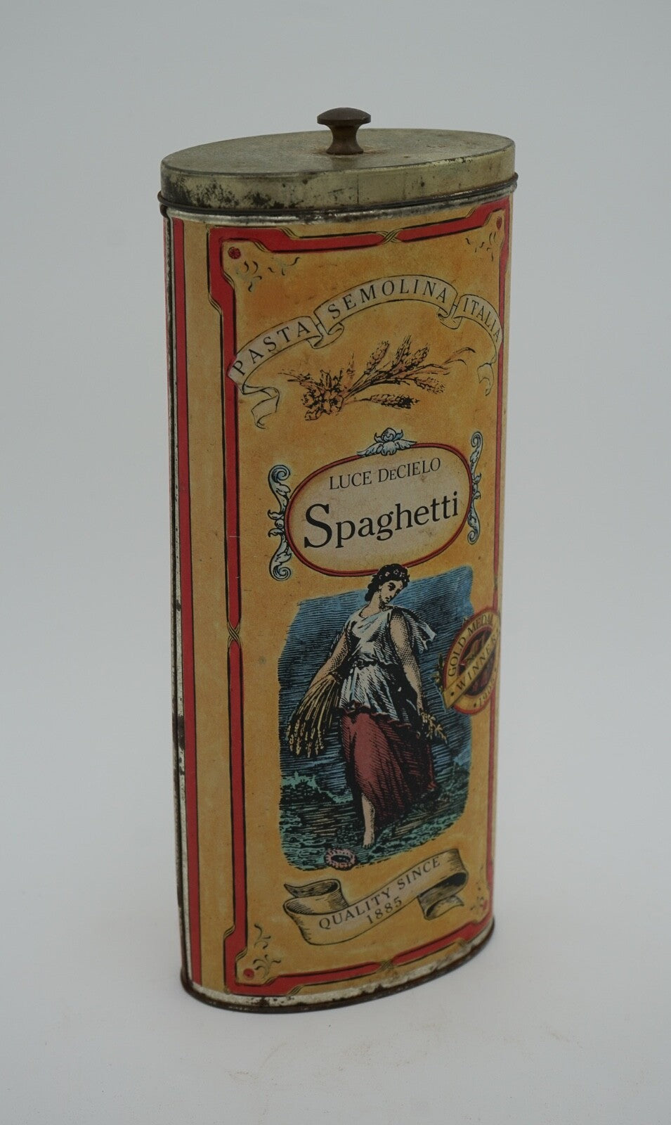 VINTAGE LUCE DECIELO ITLAIAN SPAGHETTI TIN VERY DECORATIVE