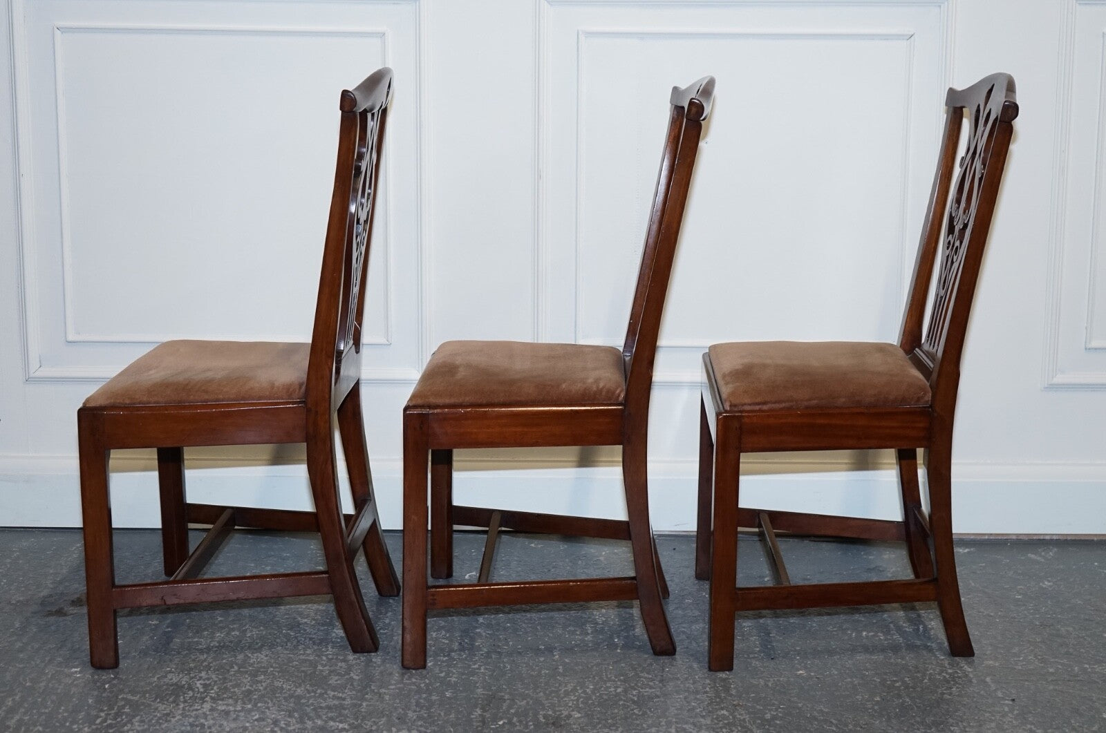 LOVELY CHIPPENDALE STYLE SET OF 6 DINING CHAIRS H FRAME