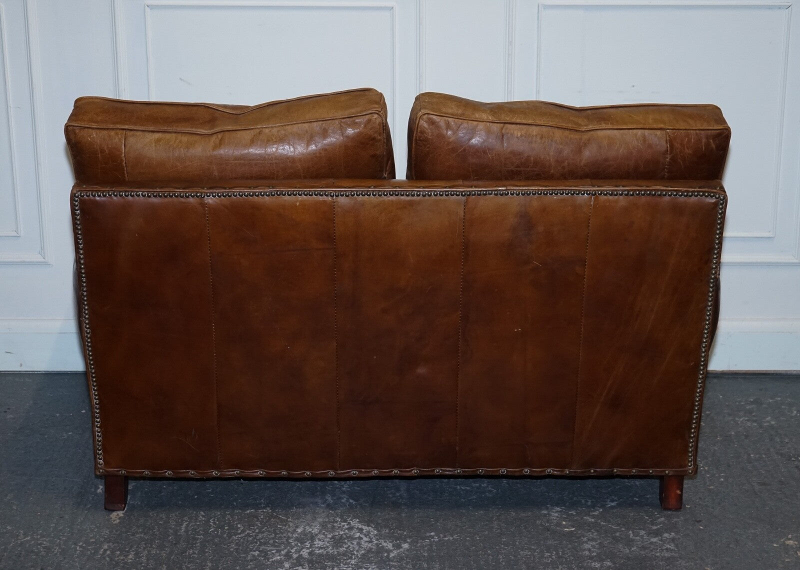 VINTAGE HALO TIMOTHY OULTON BALMORAL TWO SEATER BROWN HERITAGE LEATHER SOFA