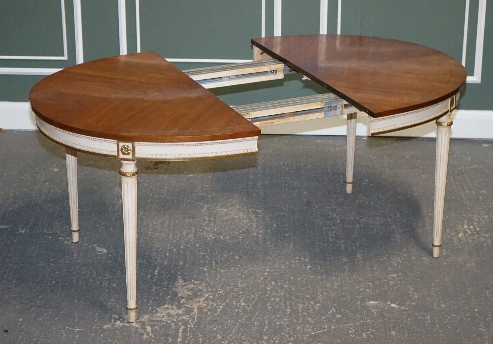 KINDEL FURNITURE CHERRYWOOD & HANDPAINTED GILDWOOD EXTENDABLE DINING TABLE