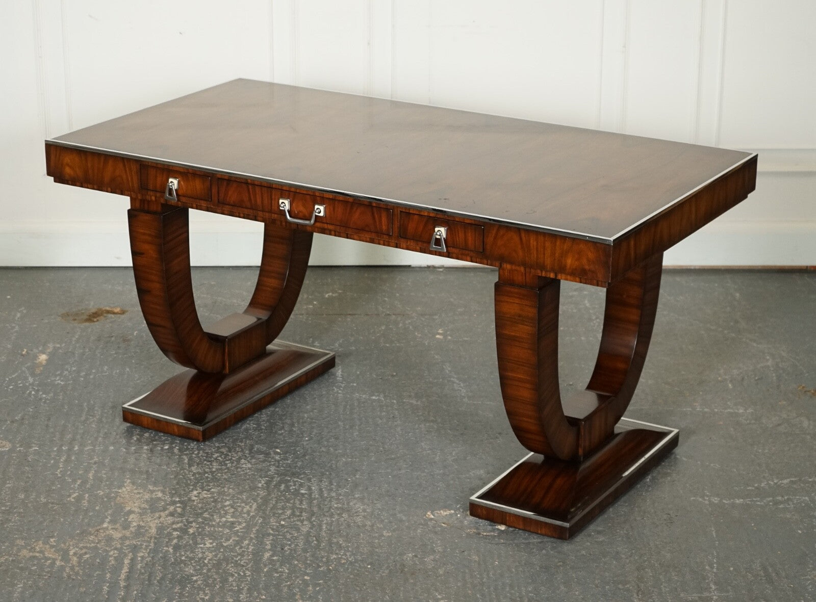 RARE THEODORE ALEXANDER ART DECO STYLE OFFICE DOUBLE SIDED DRAWERS DESK