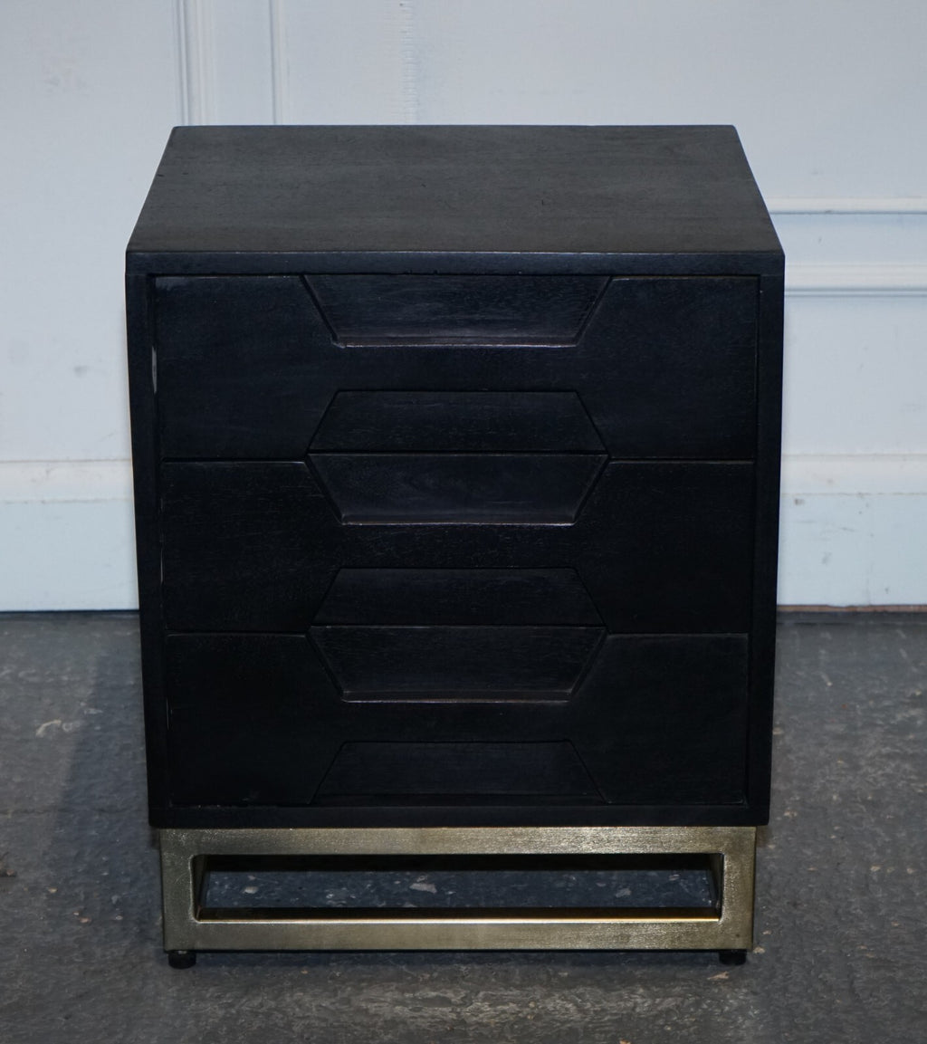 EX SHOWROOM ATKING AND THYME HEX BLACK AND GOLD BEDSIDE TABLE