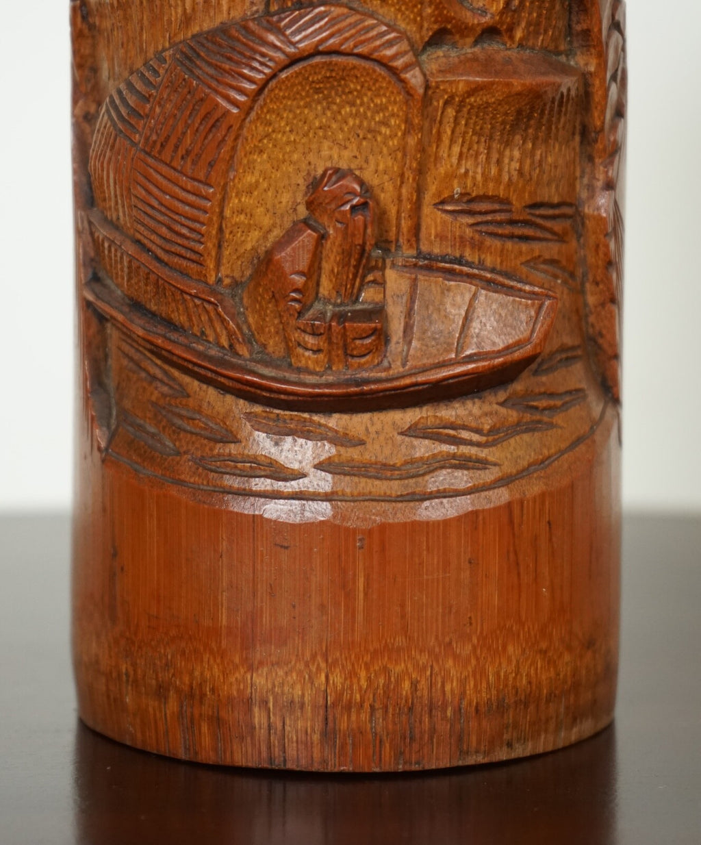 OLD CHINESE BAMBOO BRUSH POT DRIED FLOWER VASE