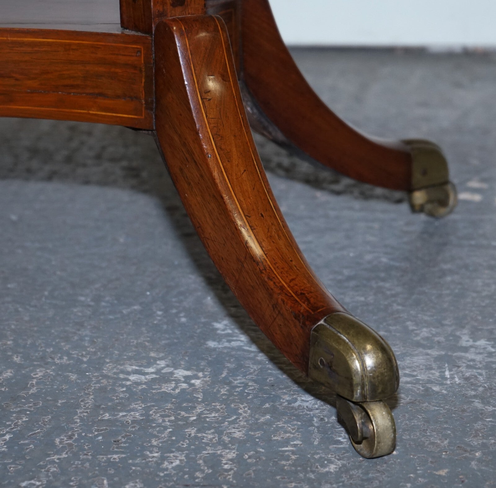 FULLY RESTORED GEORGIAN GAMES CARD FOLDING TABLE ON ORIGINAL BRASS CASTORS