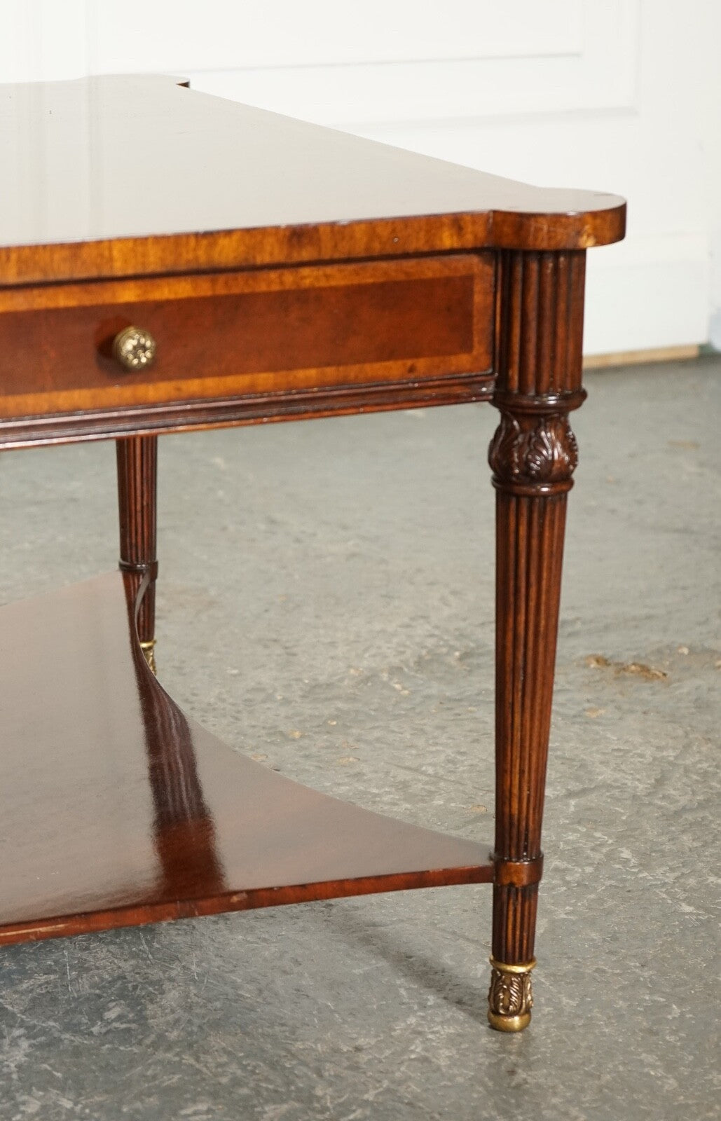 REGENCY STYLE COFFEE TABLE WITH FOUR DRAWERS BRASS FEET