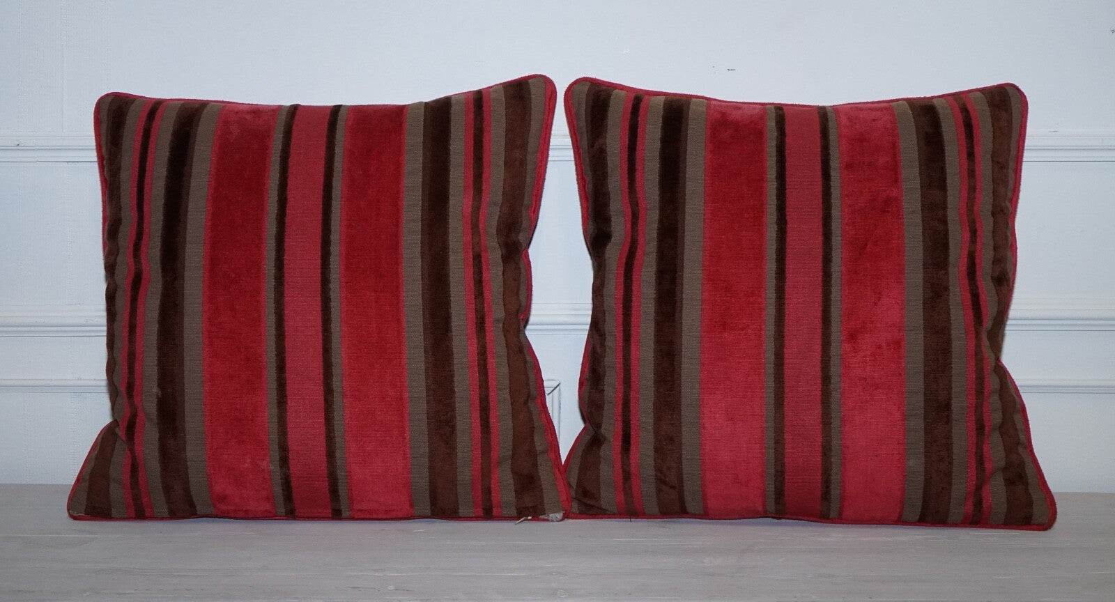 PAIR OF ALEXANDER & JAMES HUDSON STRIPEY SCATTER CUSHIONS