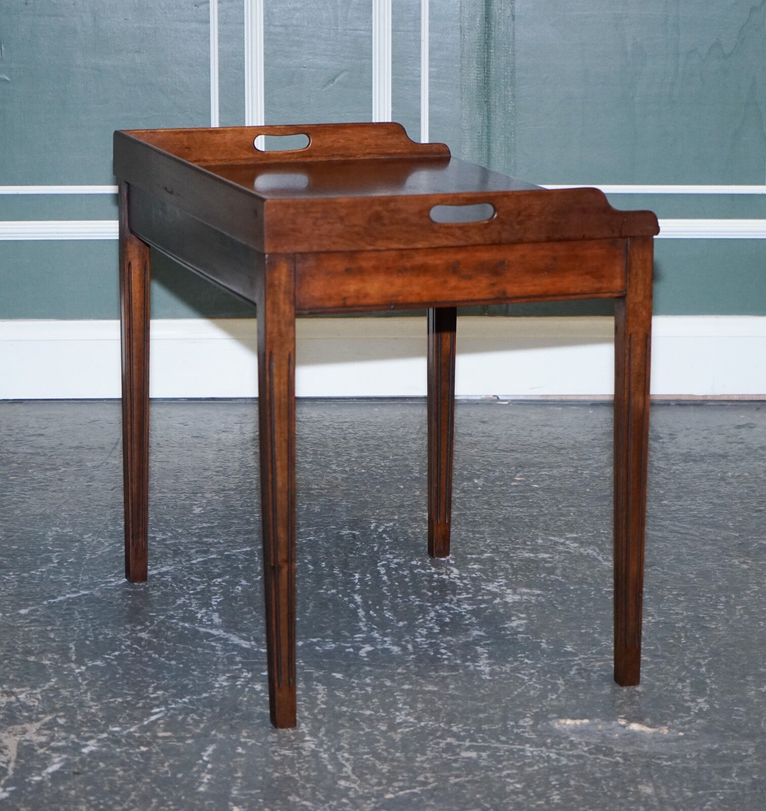 ANTIQUE BUTLERS SERVING TRAY ON STAND MAHOGANY VICTORIAN 19TH CENTURY
