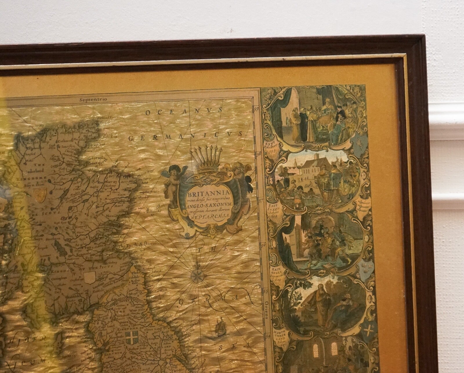 VINTAGE GOLD FOIL MAP OF THE BRITISH ISLES 1646 BY JOANNES JANSSEN
