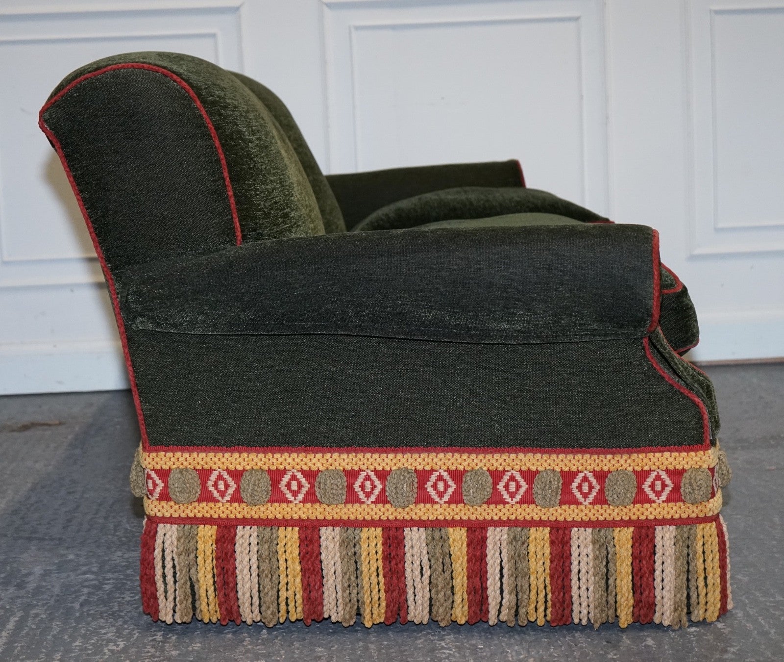 PETER DUDGEON BRITISH HANDMADE GREEN FABRIC HOWARD STYLE 3 SEATER SOFA RRP£12000