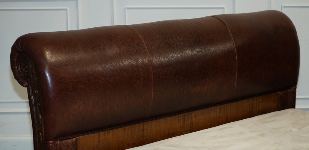 STUNNING KING SIZE BONAPARTE CARVED LEATHER BED AND SO TO BED RRP £14,000