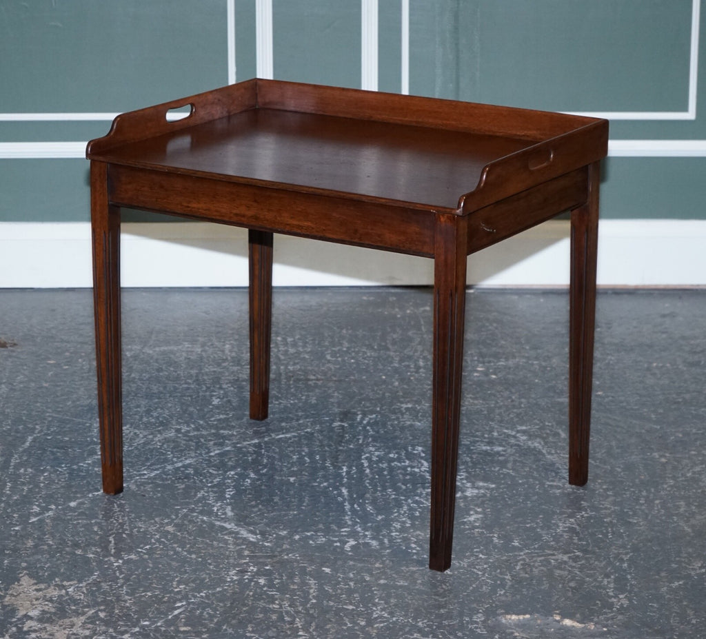 ANTIQUE BUTLERS SERVING TRAY ON STAND MAHOGANY VICTORIAN 19TH CENTURY