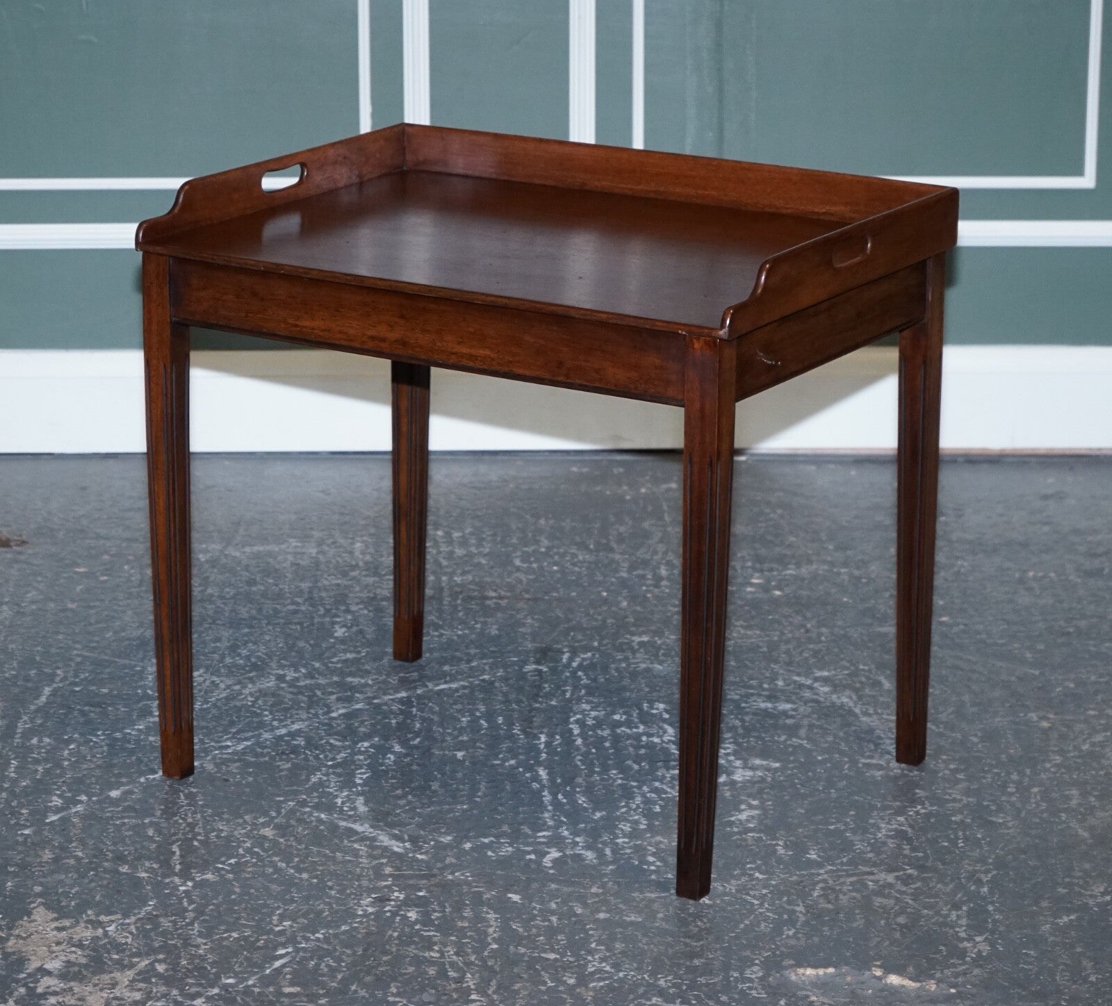 ANTIQUE BUTLERS SERVING TRAY ON STAND MAHOGANY VICTORIAN 19TH CENTURY