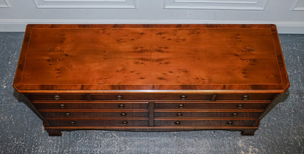 GEORGIAN STYLE H.G. HUDSON BURR WALNUT SIDEBOARD BANK OF DRAWERS QUALITY MADE
