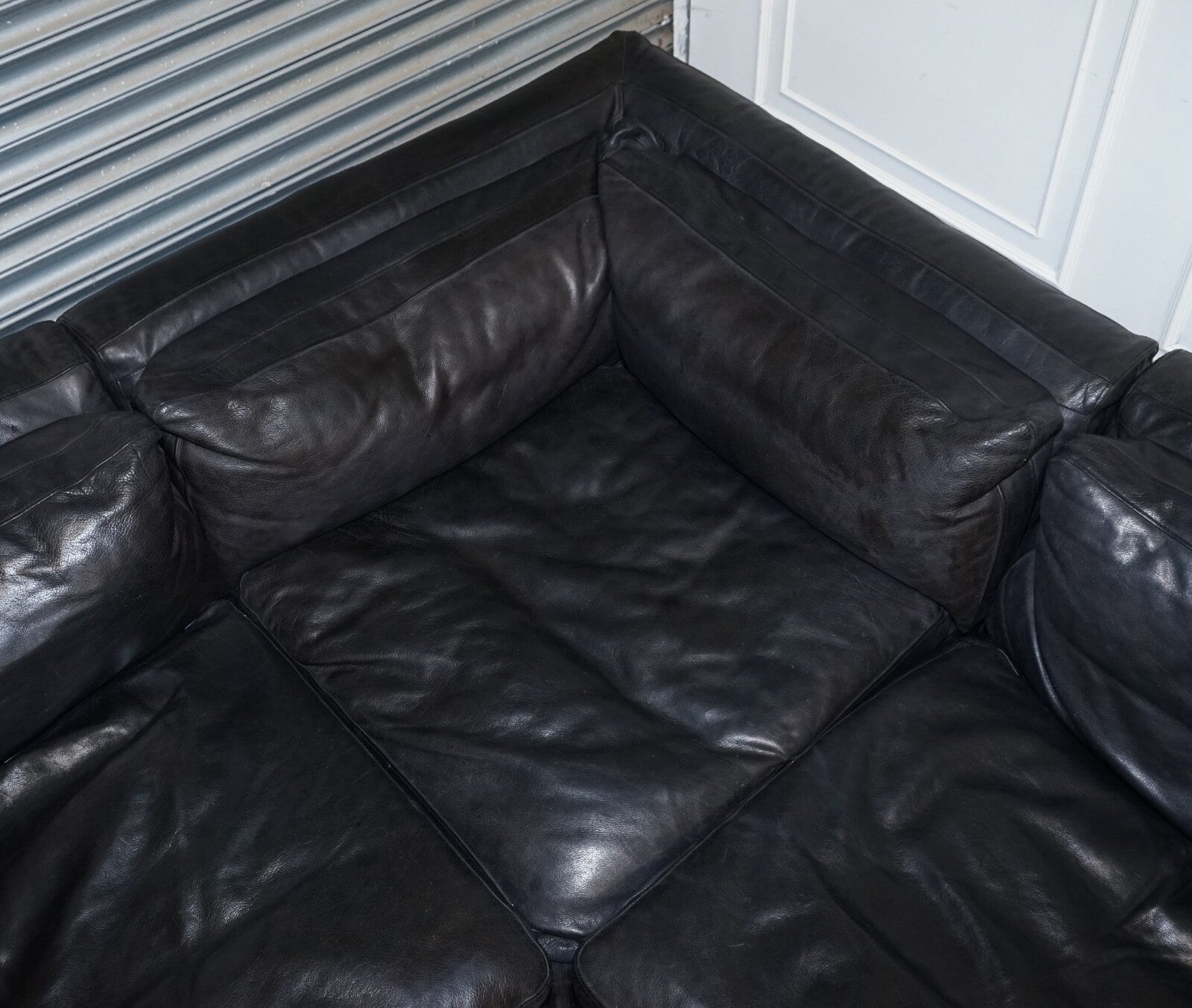 TIMOTHY OULTON ZENNA SECTIONAL GREY LEATHER SOFA FEATHER FILLED CUSHION RRP £10K
