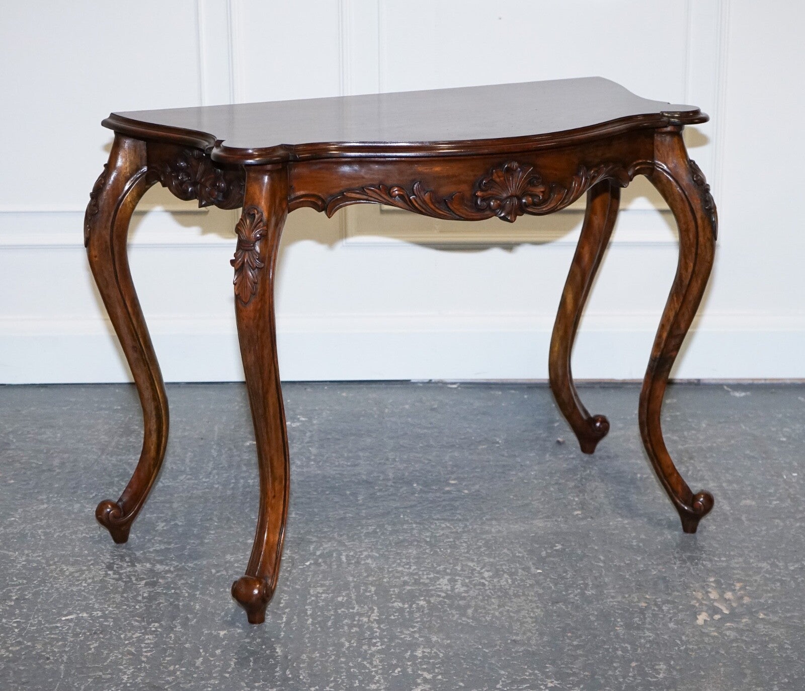 LATE 19TH CENTURY CARVED FRENCH HALL STAND CONSOLE TABLE WITH CABRIOLE LEGS