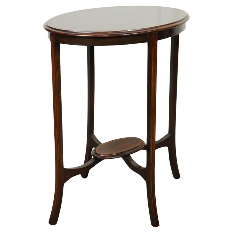 LOVELY ANTIQUE OVAL HARDWOOD SIDE PLANT TABLE J1