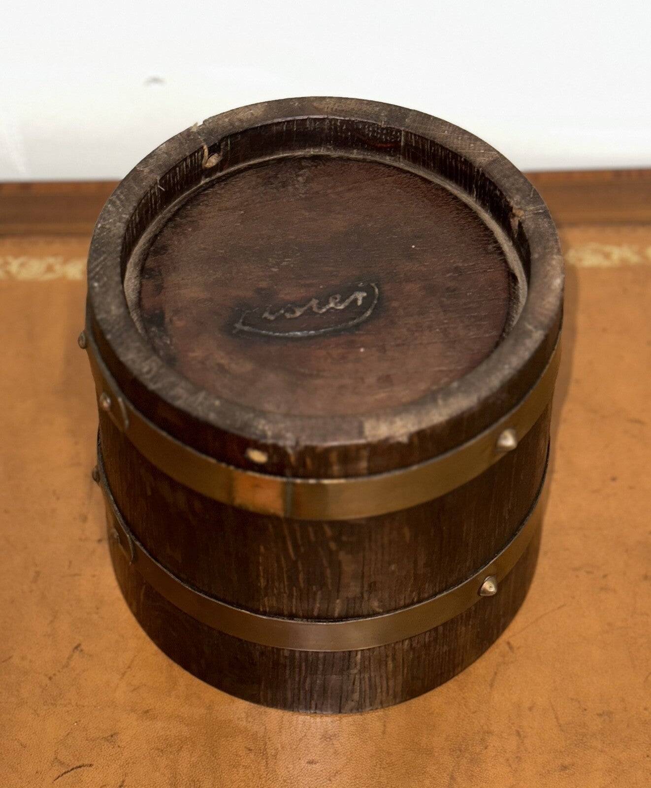 R A LISTER & CO OAK 1900s EDWARDIAN BUCKET WITH BRASS BRACES