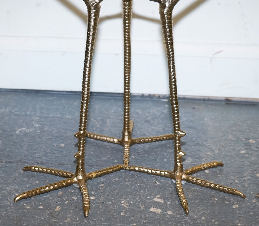 BEAUTIFUL SHOWROOM GREEN MARBLE GOLD BIRD FEET DISPLAY SiDE PLANT LAMP TABLE
