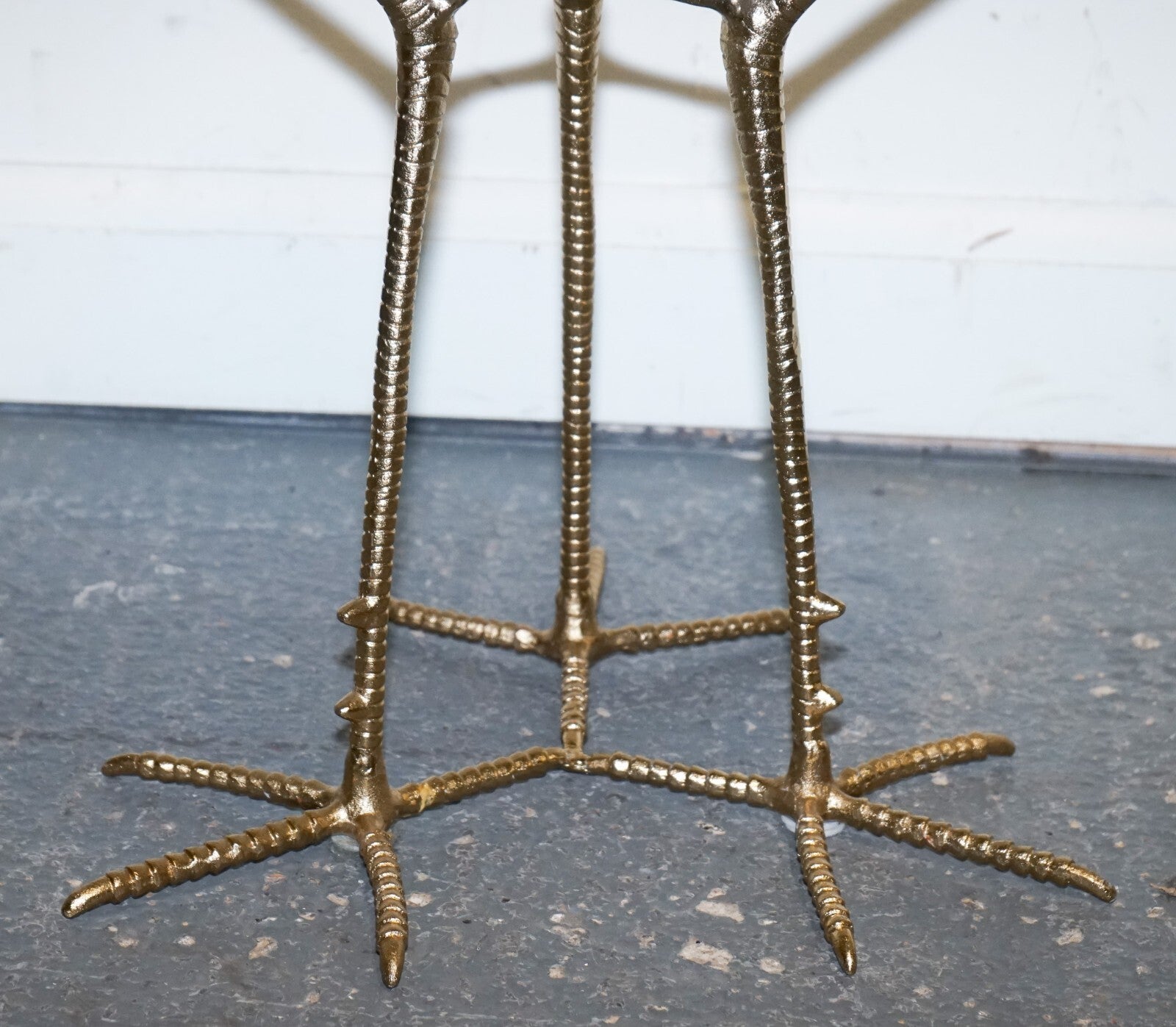 BEAUTIFUL SHOWROOM GREEN MARBLE GOLD BIRD FEET DISPLAY SiDE PLANT LAMP TABLE