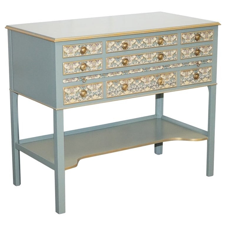 EUCALYPTUS GREEN & GOLD CONSOLE TABLE SIDEBOARD STRAWBERRY THIEF WILLIAM MORRIS